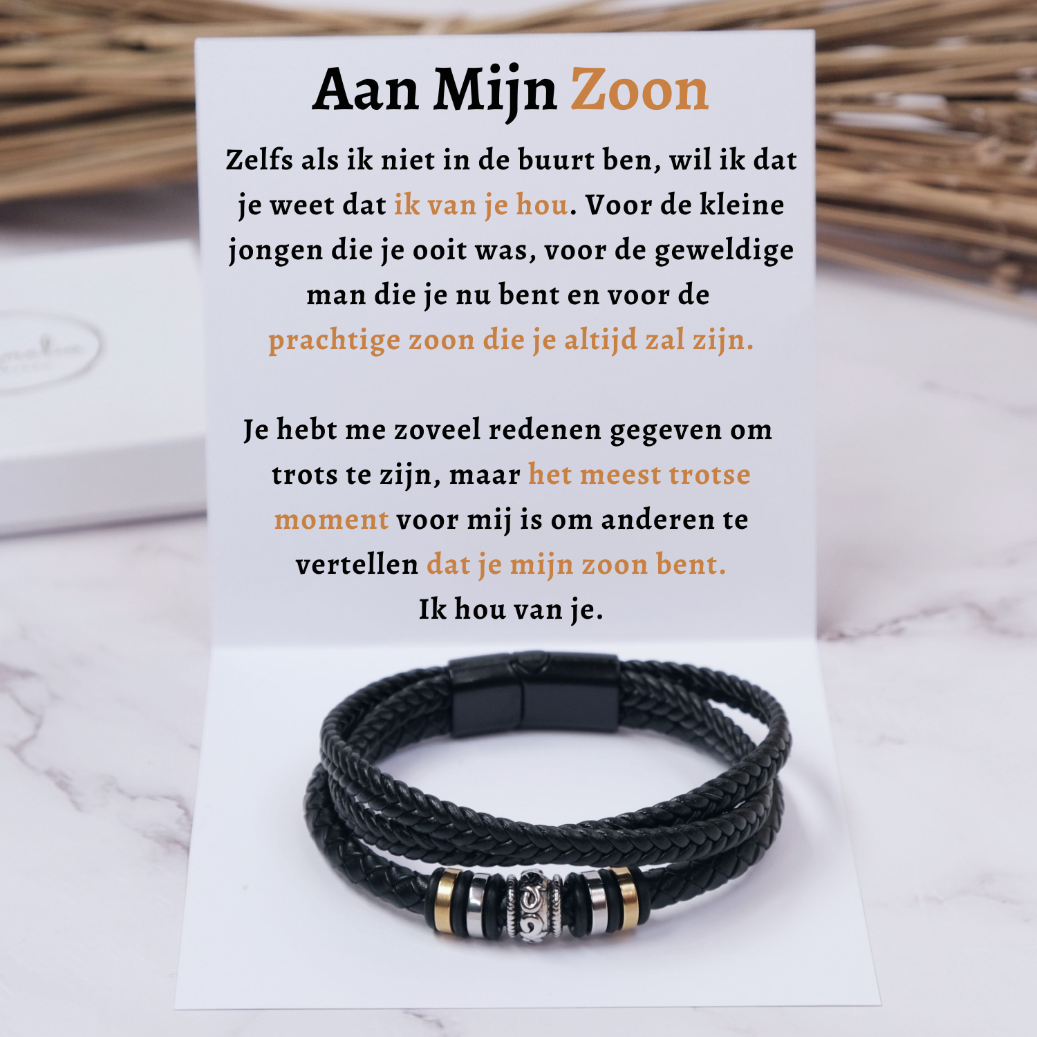 Aan mijn zoon Armband Cadeau voor zoon Vegan Leren Armband 21 cm Amelia Sieraden